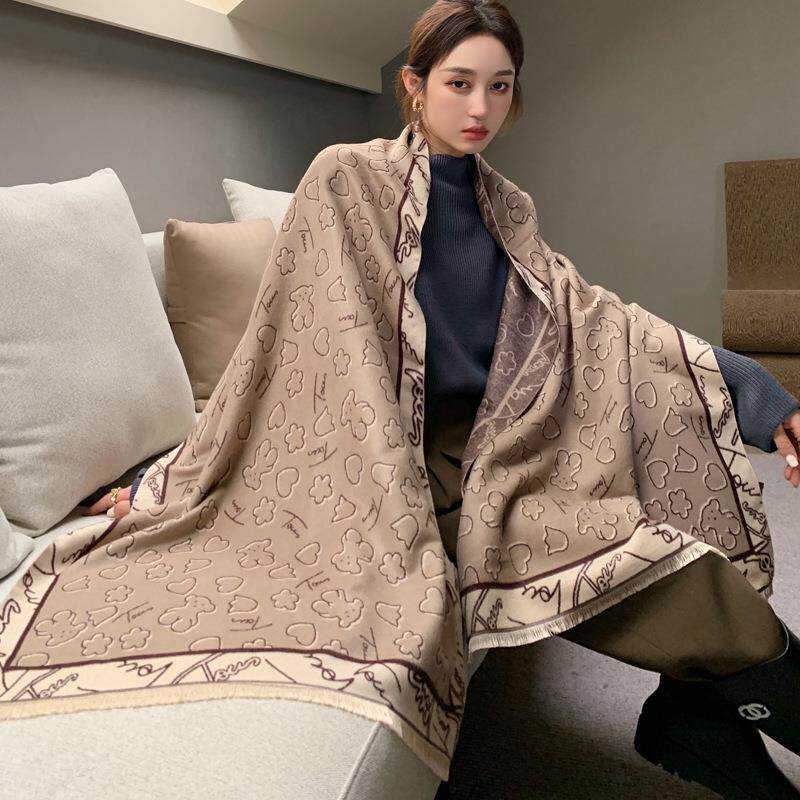 围巾女秋冬季网红韩版百搭保暖加厚双面仿羊绒大披肩空调房夏披风