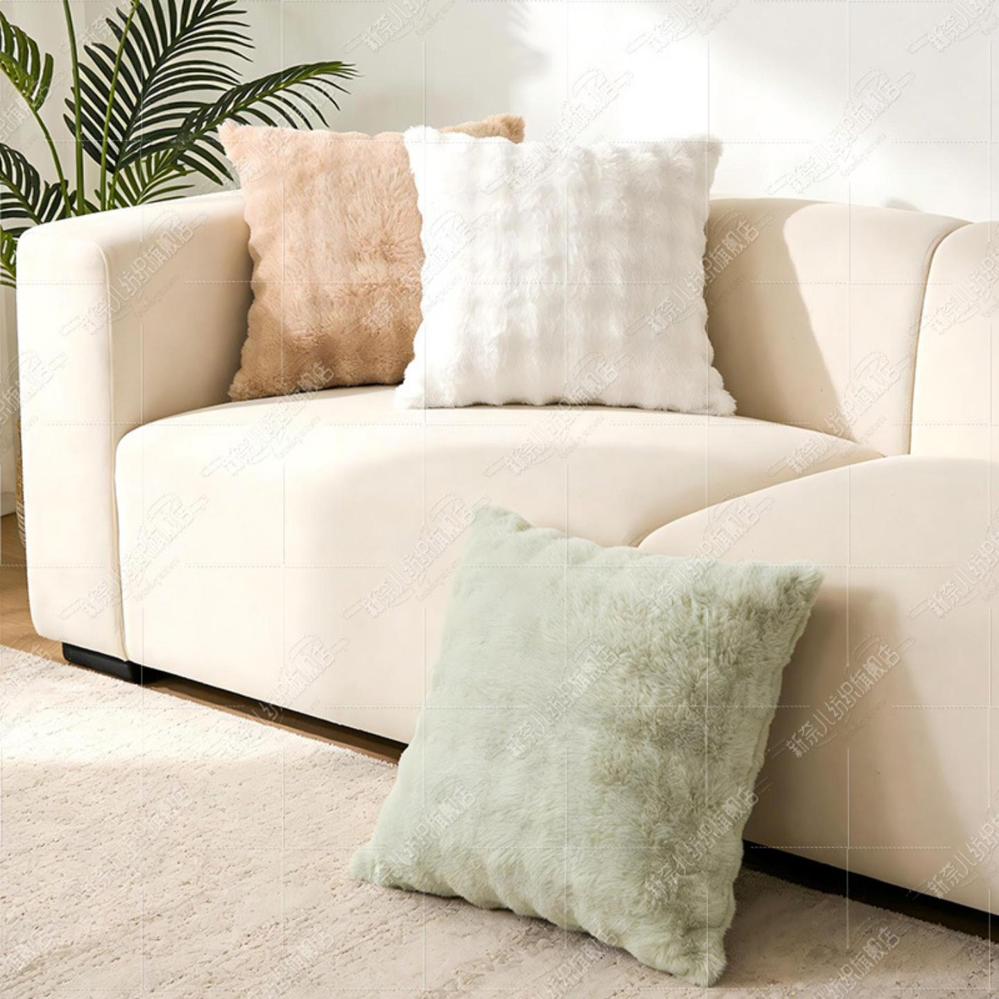 仿兔毛绒抱枕套北欧风沙发靠垫