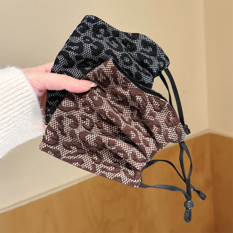 秋冬新款豹纹保暖口罩女防风双层