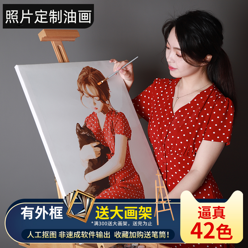 diy数字油画定制手工填充油彩画人物真人照片人像礼物定做装饰画图片