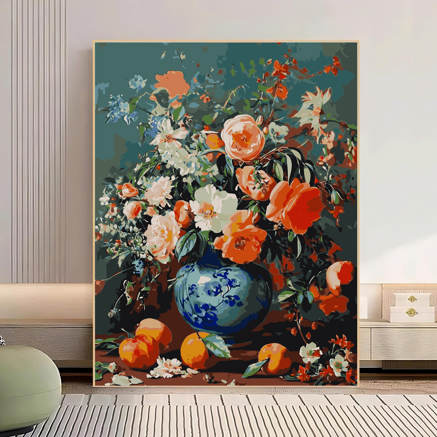 diy数字油画高级感轻奢复古繁华花卉手工填色画环保丙烯装饰画图片