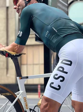CSPD夏季双箭头骑行背带短裤男女款黑白色自行公路车减震运动五分