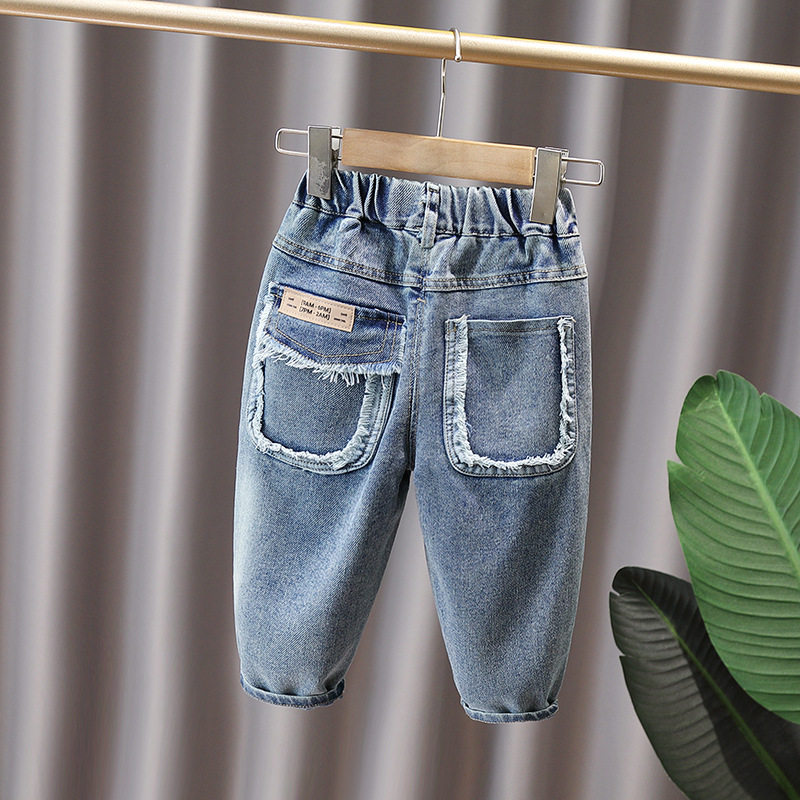 男童牛仔裤春秋款2026新款男孩宽松裤子帅气时髦小中大童休闲裤子