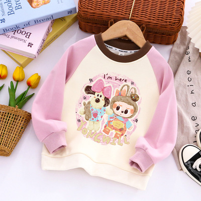 女童卡通套装春秋冬新款纯棉拉布布卫衣女孩休闲可爱运动圆领上衣