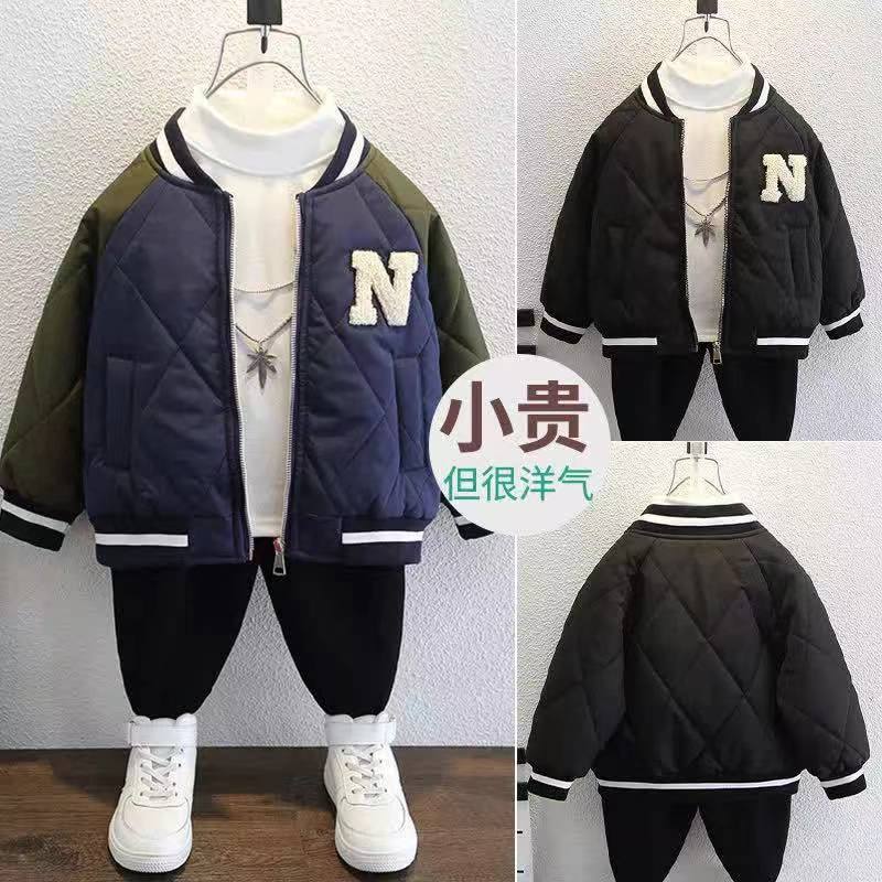 2026新款男童春秋夹棉棒球服