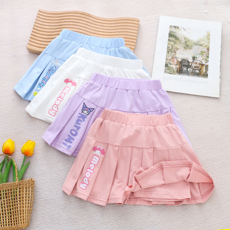 女童百褶裙半身裙棉卡通