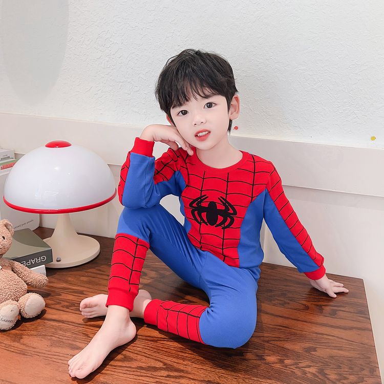 男儿童纯棉蜘蛛侠卡通家居服套装