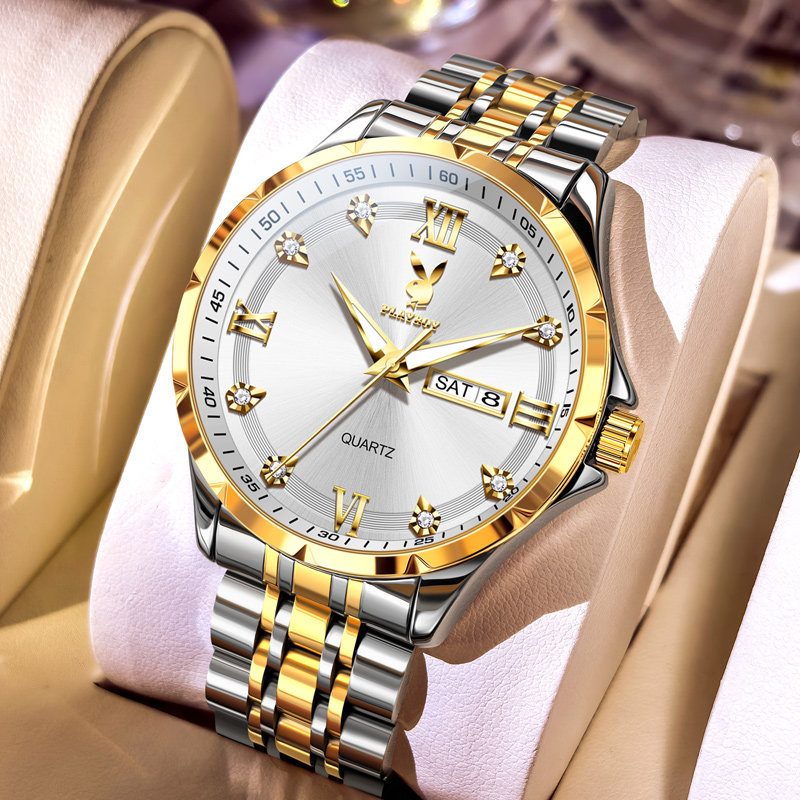 正品牌镶钻男士手表男款2026年新款全自动石英表名式腕表简约男表