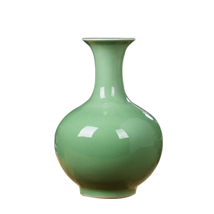 景德镇陶瓷花瓶影青瓷豆青釉摆件插花器博古架客厅装饰品玄关摆设