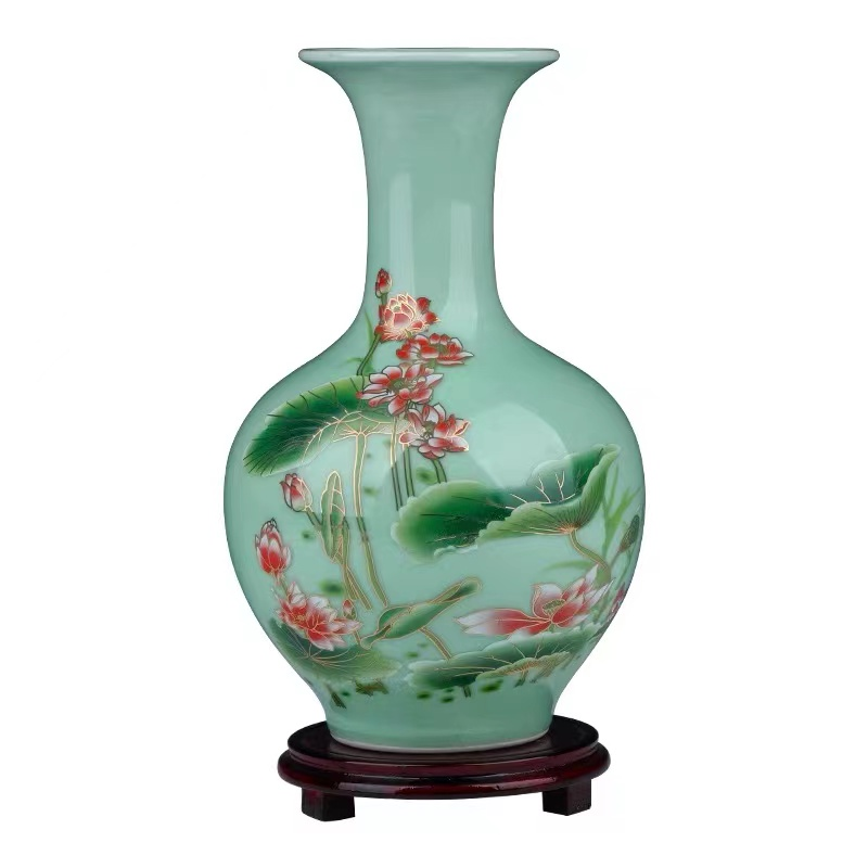 青芸商新中式陶瓷景德镇客厅颜色釉花瓶