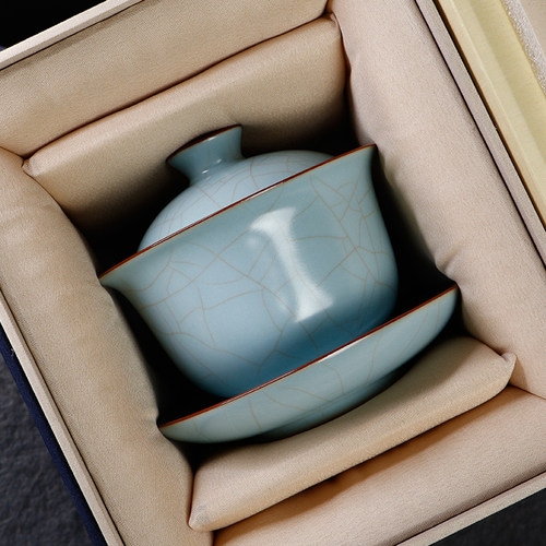 大容量不烫手天青盖碗