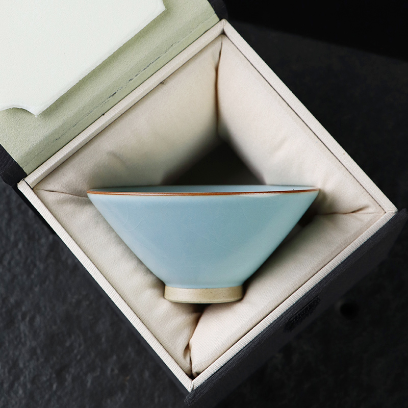 冰裂釉茶杯天青防烫手纯色中式