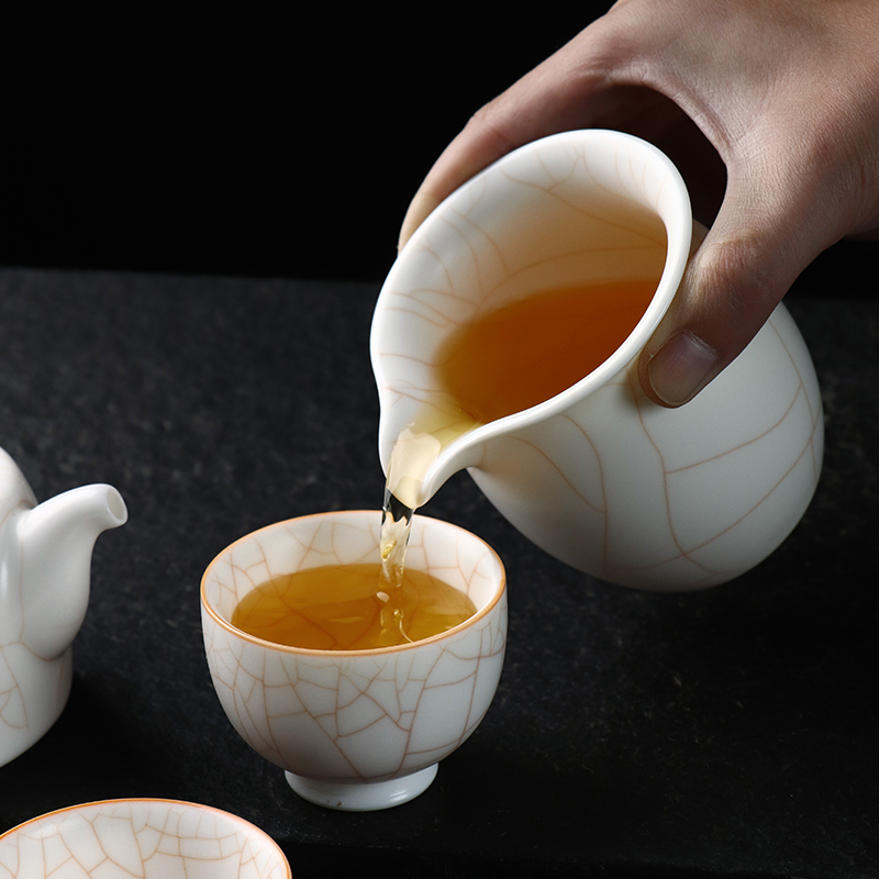 茶海套装陶瓷象牙白高档汝窑公杯