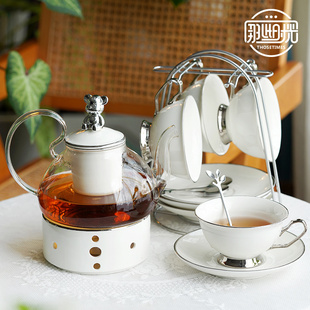 欧式 下午茶具轻奢精致家用蜡烛加热花茶壶英式 下午茶花茶杯碟套装