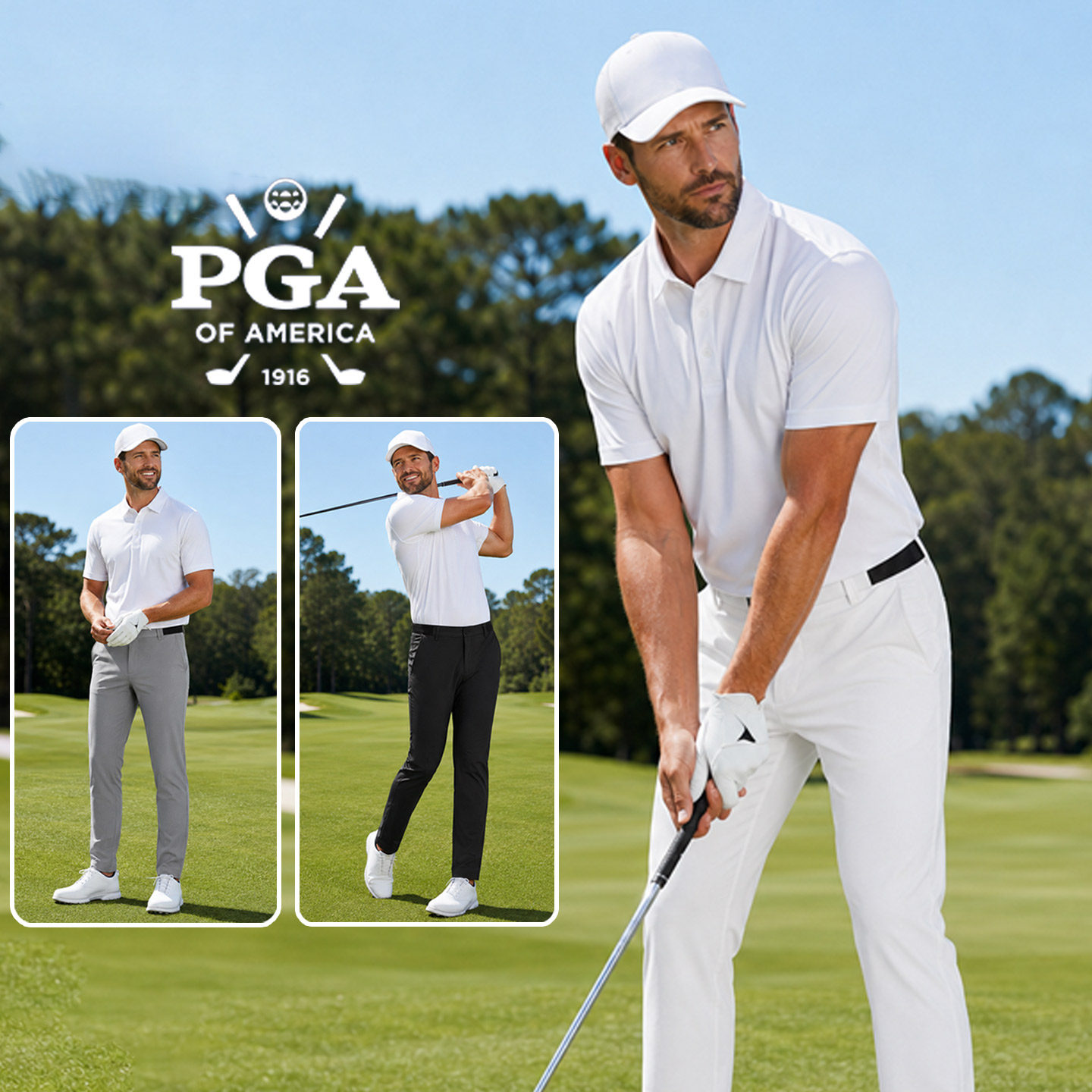 美国PGA 2026春夏款高尔夫裤子男长裤弹力腰带透气速干运动服装