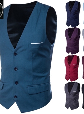 西装马甲男Men Vest Mens Casual Suit V-necked Slim Fit Vests