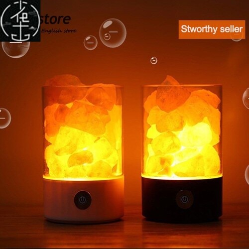 himalaya salt led light crystal night lamp desk natural