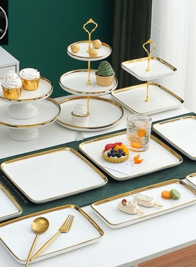 White marble ceramic storage tray oval oval dessert plate