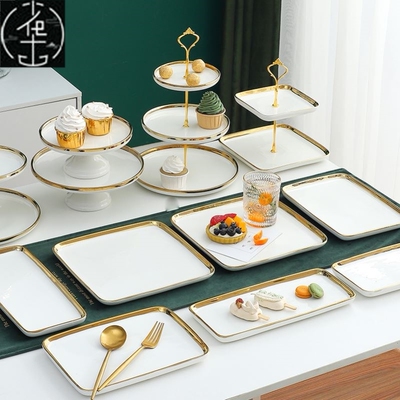 White marble ceramic storage tray oval oval dessert plate