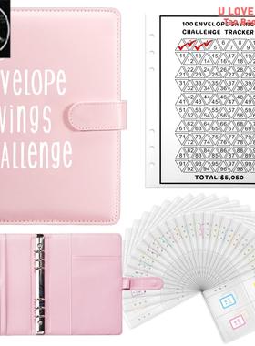 A5 100天 Envelope Challenge Binder Money Saving Planner Book