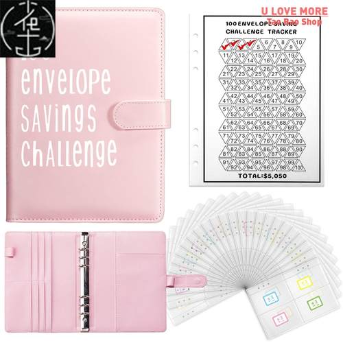 A5 100天 Envelope Challenge Binder Money Saving Planner Book
