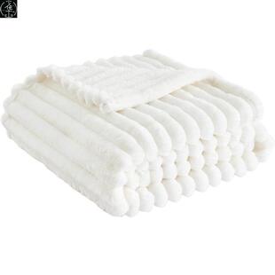 Solid color white cozy sofa throws blankets fluffy bedcover