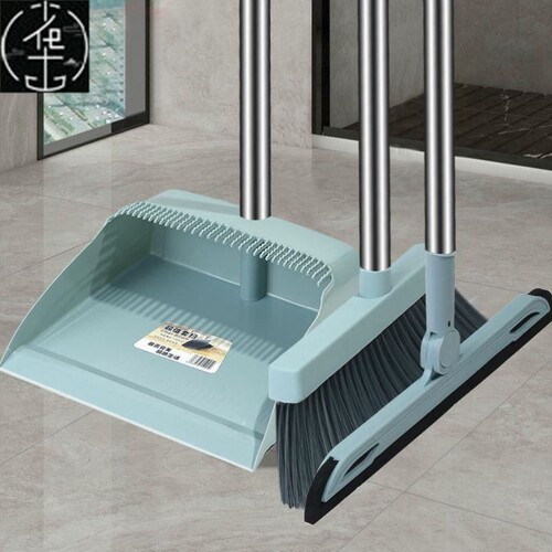 Broom and dustpan set with soft brush broom and dustpan set