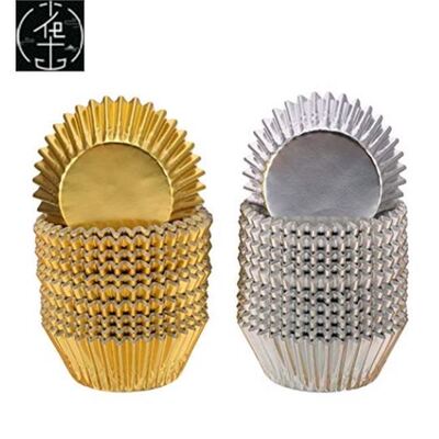100ps Gold Sliver Foil cupcake liners金 银色铝箔锡纸蛋糕纸杯