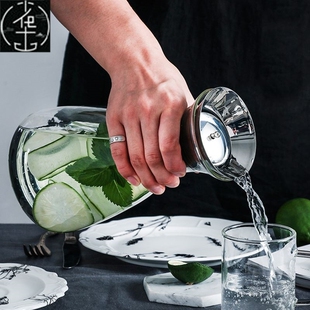 Drip Free Lid Capacity High with Kettle Pitcher Large Glass