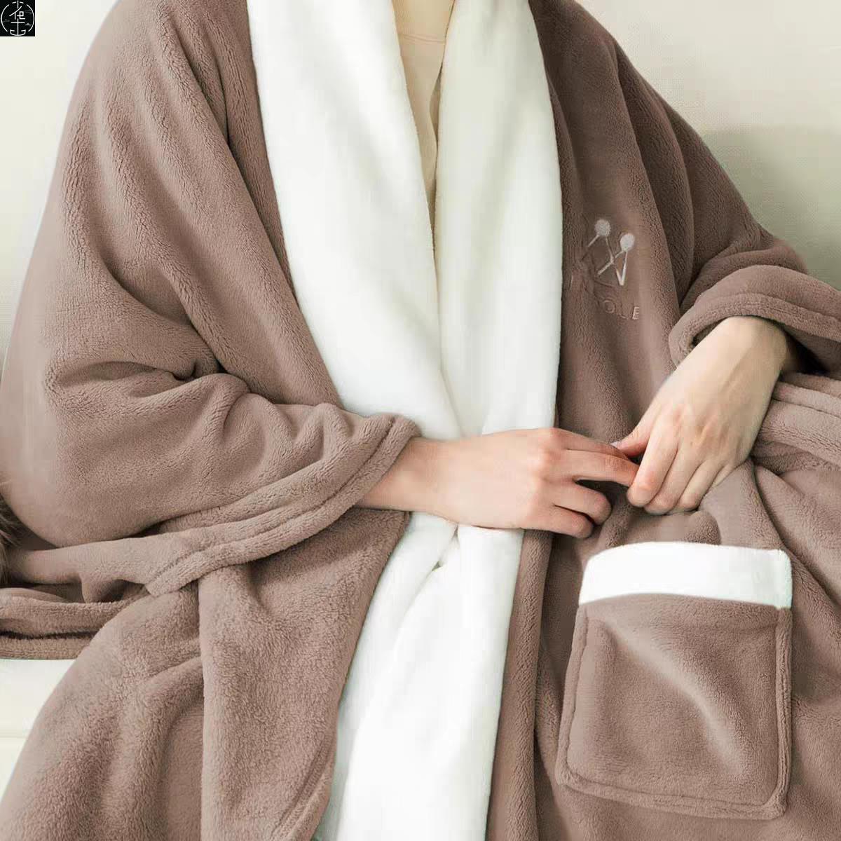 Wearable Blanket Hoodie Fleece Sweatshirt Blankets shawl披毯 - 实物图