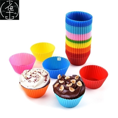 12pcs Silicone Cake Baking Molds Cupcake Molder Round Muffin