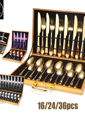 24pcsWestern tableware cutlery set knife fork Silverware Set