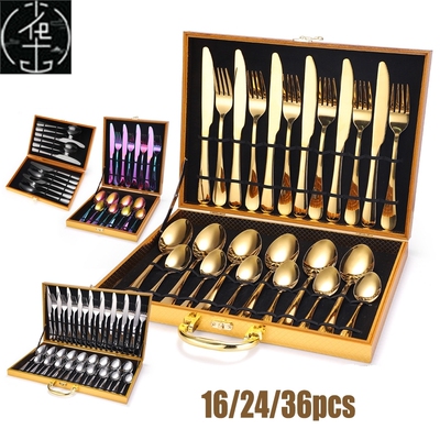 24pcsWestern tableware cutlery set knife fork Silverware Set