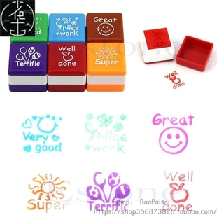 6pcs teachers stamper self inking praise reward stamps motiv