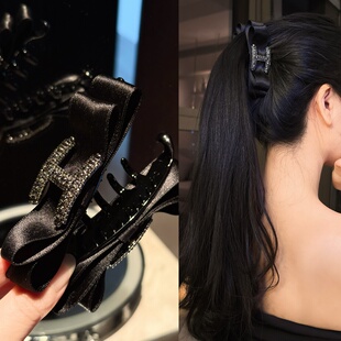 FABULOUS TIME 也超美！灰色满钻H黑色丝带马尾竖夹香蕉夹后脑勺
