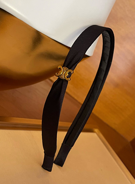 杨杨babytime 黑色细边缎面发箍法式高级气质公主风头箍发饰头饰