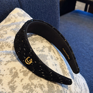 FABULOUS TIME 香香风CC 黑色加宽亮片闪闪发箍高颅顶洋气显脸小