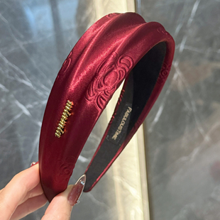 FABULOUS TIME 偏爱山茶花 红色缎面加宽发箍min贵气高颅顶气质