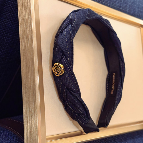 香香风山茶花蓝色牛仔发箍