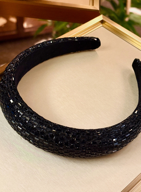 杨杨babytime 魅影 贵气闪闪黑色方钻高颅顶发箍头包脸显发量高端