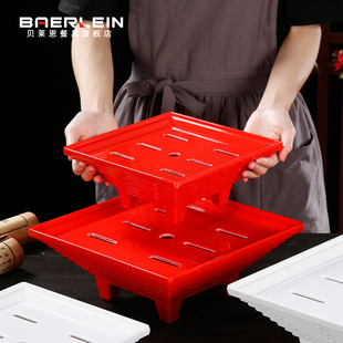 特色方鼎形干 干冰盘重庆火锅店专用肥牛羊肉卷创意高脚方盘餐具