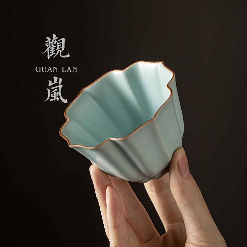 观岚复古色釉陶瓷中式茶杯
