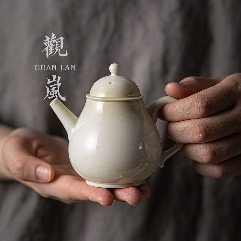 观岚青灰釉小茶壶单壶陶瓷手抓泡茶壶中式复古家用茶壶单个闷泡壶
