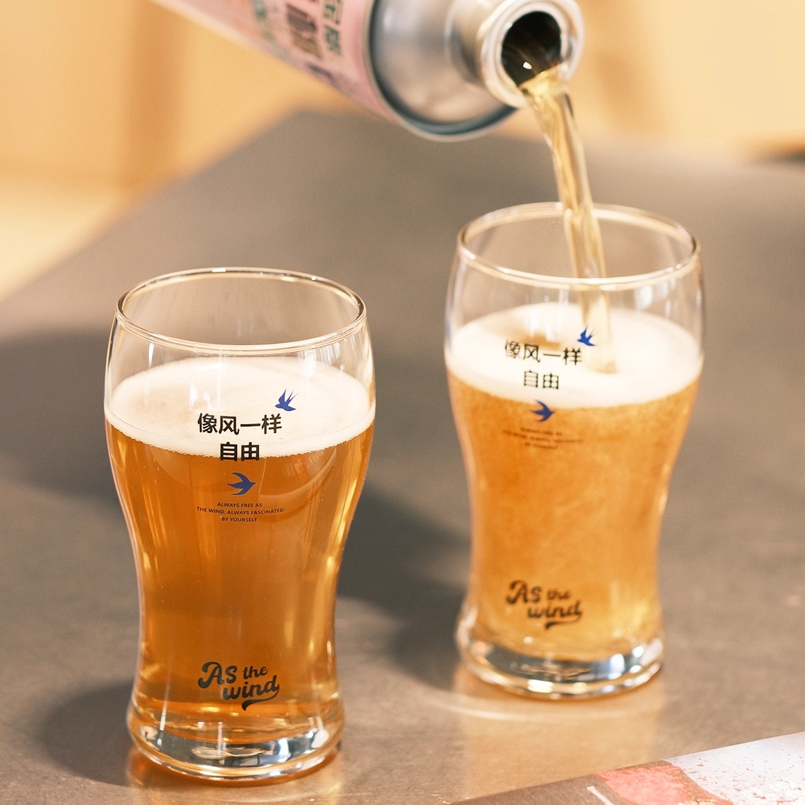 原创像风一样自由玻璃精酿啤酒杯