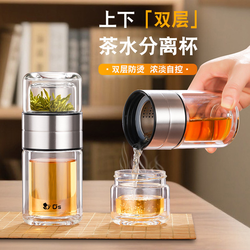 点盛双层茶水分离玻璃杯