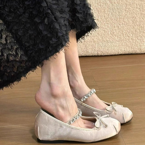 MK&DK芭蕾舞鞋女2025新款春秋平软底低跟内增高蝴蝶结玛丽珍单鞋