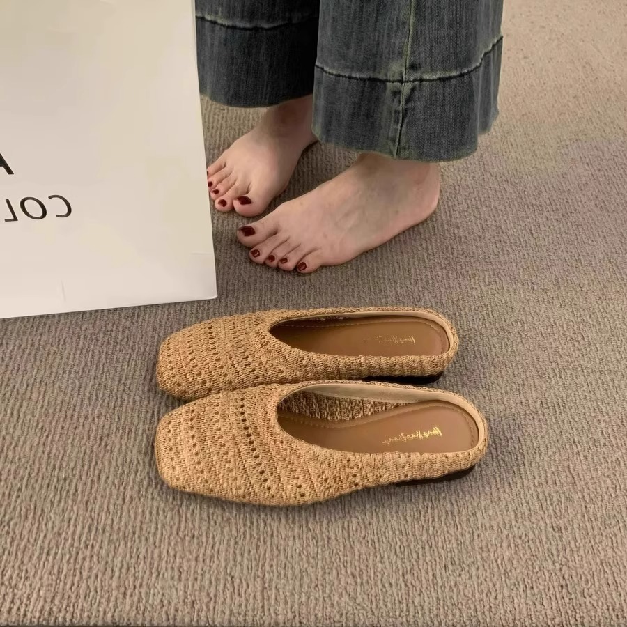 K编织半拖鞋女外穿配裙子