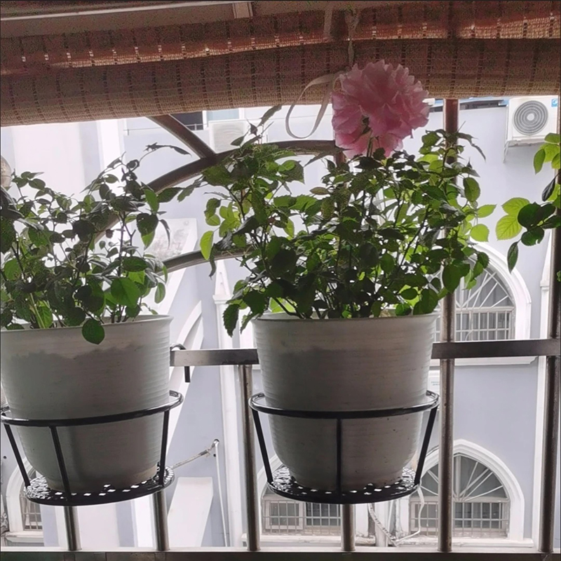 北欧室内铁艺花架栏杆客厅阳台落地式简约绿萝花盆挂架悬挂多层