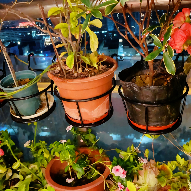 北欧室内铁艺花架栏杆客厅阳台落地式简约绿萝花盆挂架悬挂多层