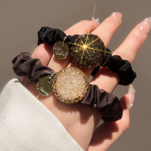 气质高级感简约水钻头绳新款 大肠发圈女高弹力耐用扎头发皮筋发饰